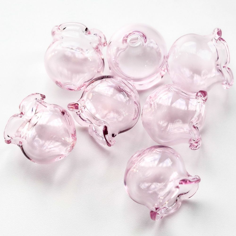 бусина, лэмпворк "колокольчик", розовый, 16х15 мм