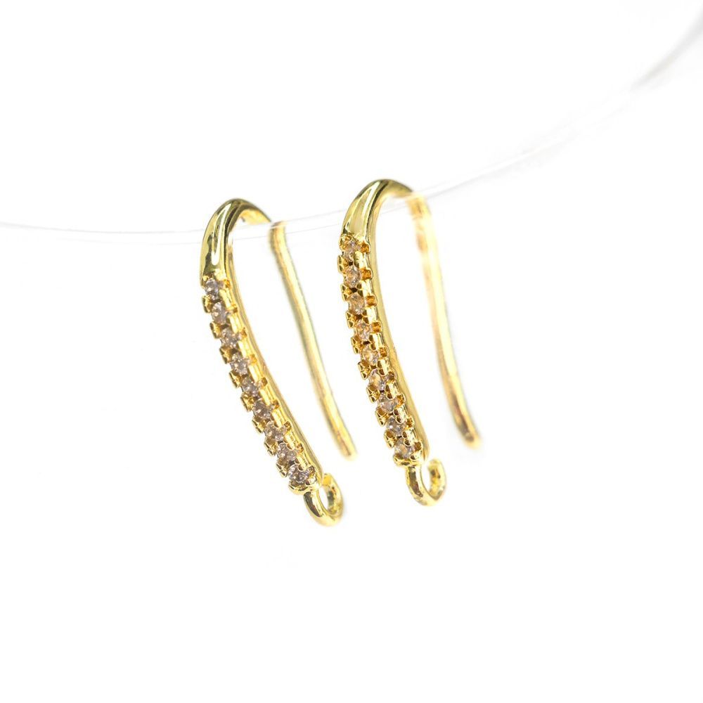 швензы "шейн", с цирконием, позолоченные, 16-17 мм 