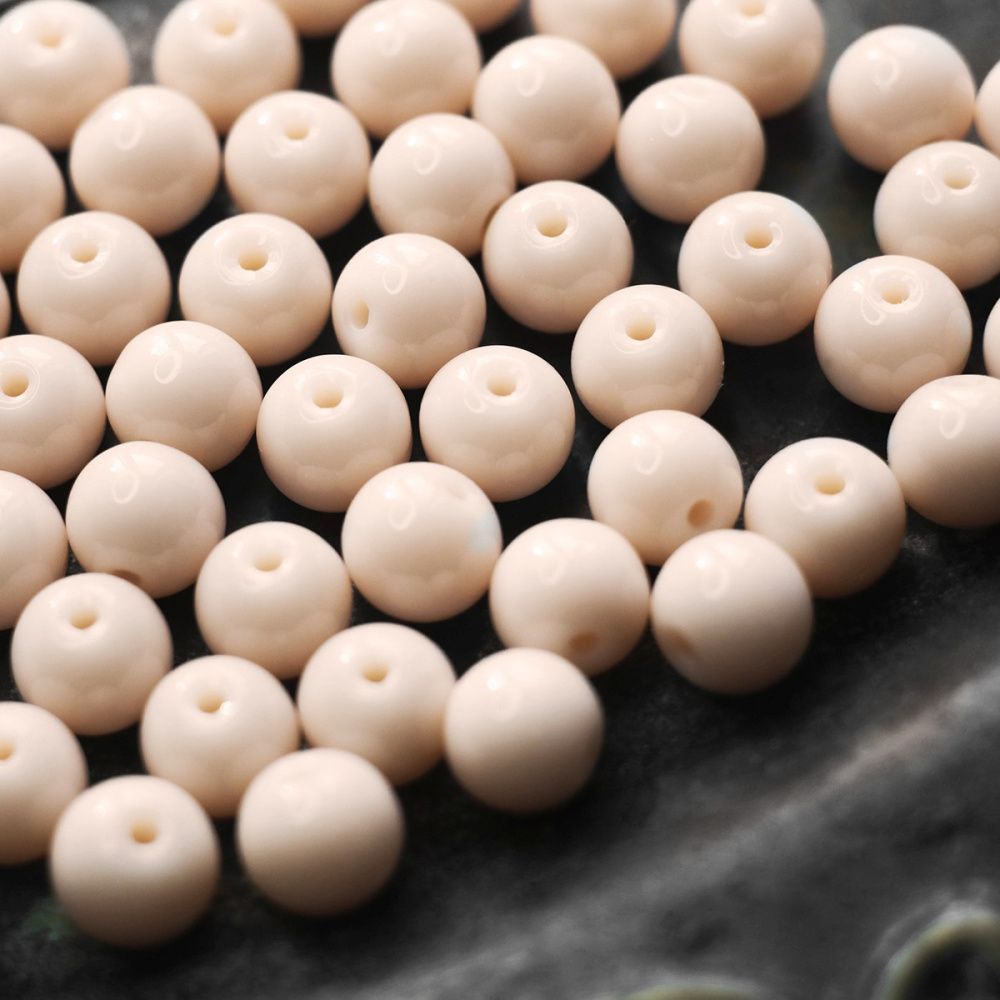 бусина, стекло 8, цвет персиковый, 8 мм