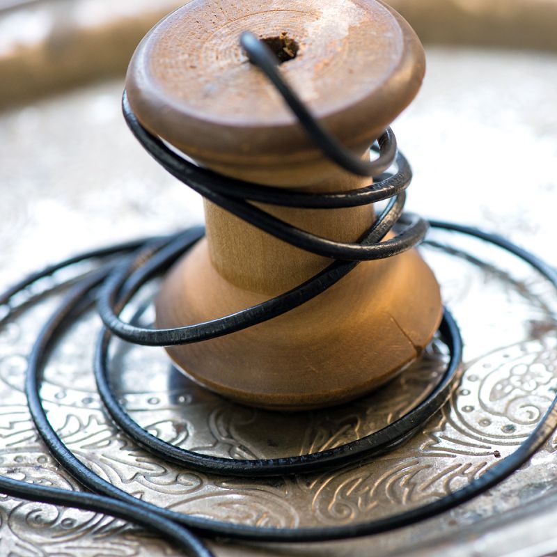 шнур кожаный, цвет черный, диаметр 2.5 мм