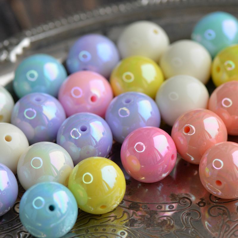 бусина, акрил "пастель", радужный микс, 20 мм