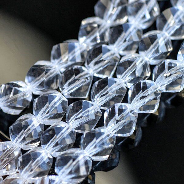 бусина, стекло "яблоко" 10, граненая, цвет прозрачный, 10х10 мм