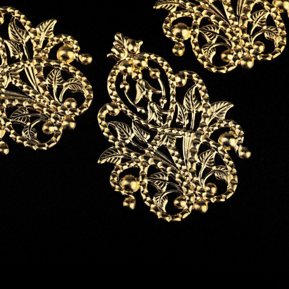 коннектор "филигрань прециоза", цвет лимонное золото, 49x35x1мм 