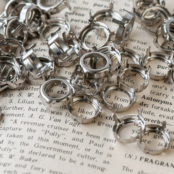 цапы для стразов круглые, открытые, цвет платина, 14 мм