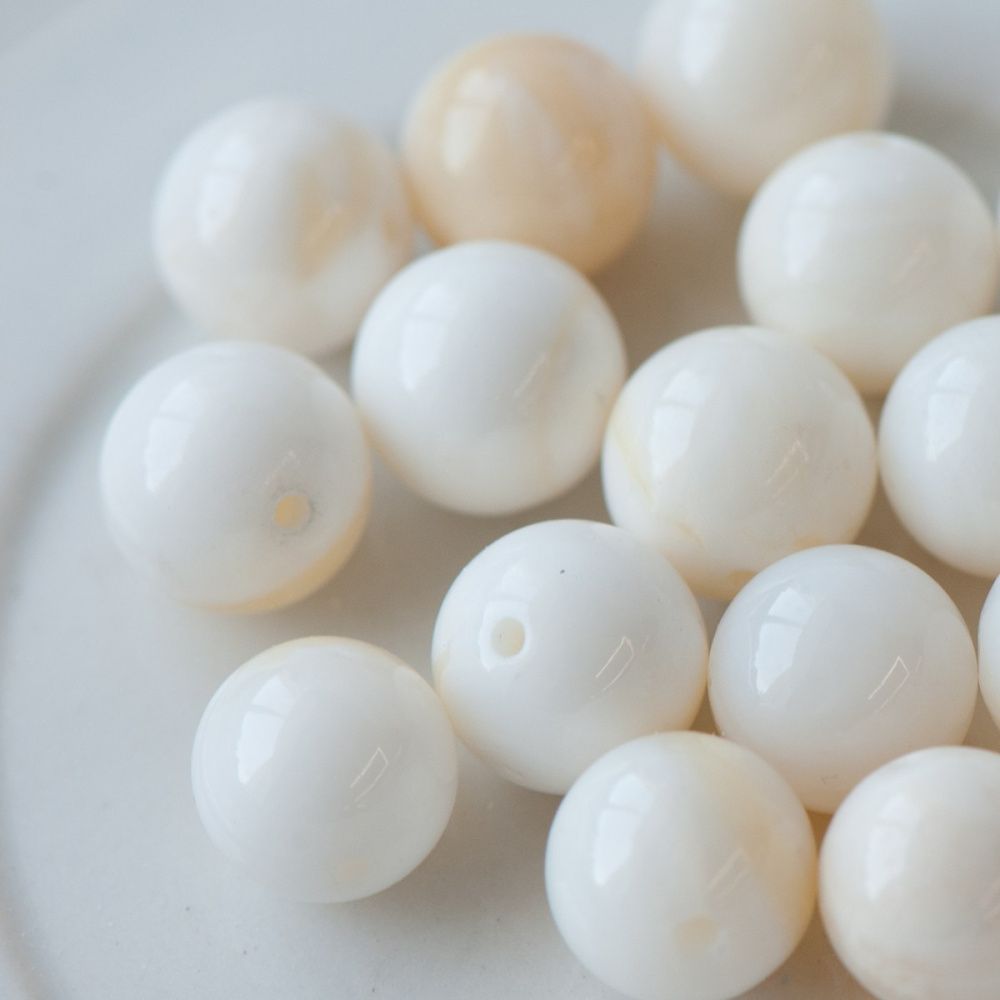 бусина из ракушки, "сишелл", цвет сливочный, 10.5-11 мм