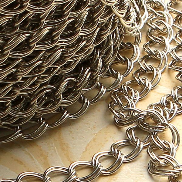 цепочка "дабл", цвет платина, звено 8х6.8 мм