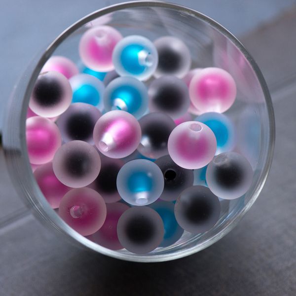 бусина-наконечник, акрил "двойная", матовая, цветовой микс, 15.5x15 мм