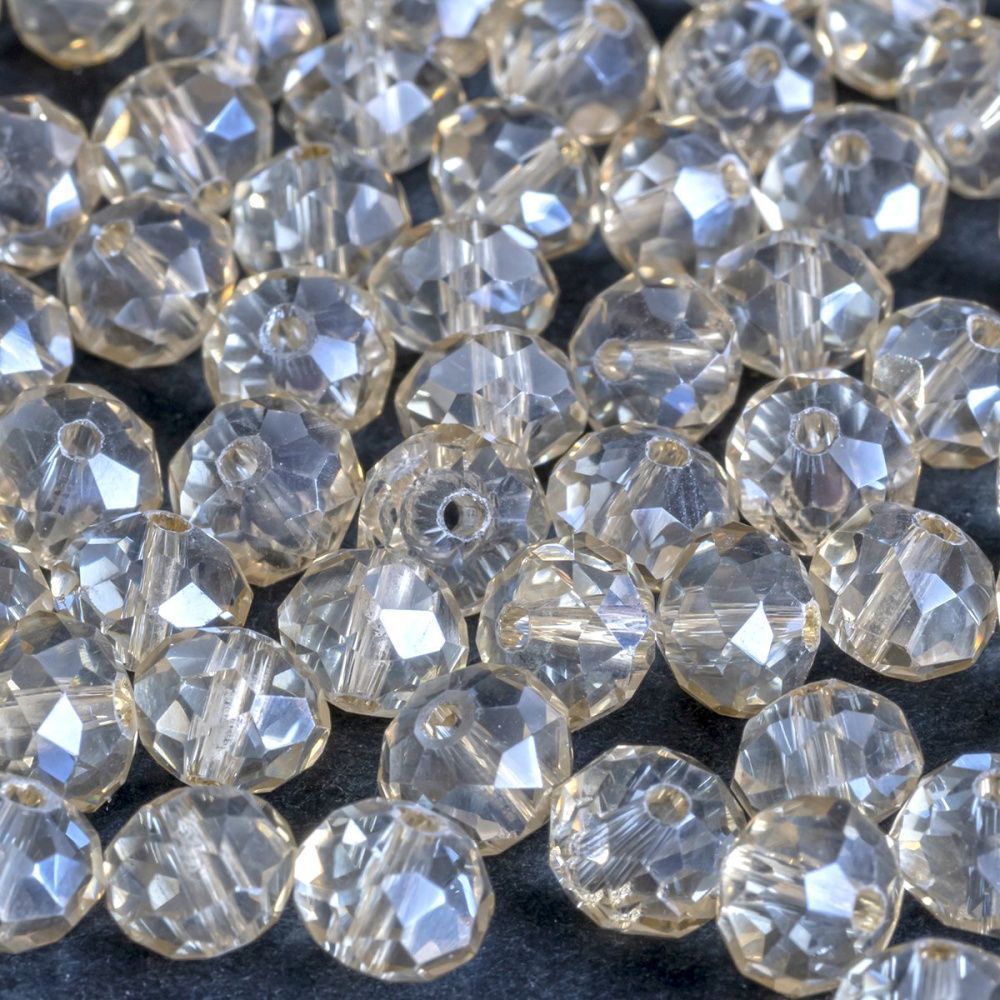 бусина, стекло абакус 8, граненая, цвет шампанского, 8х6 мм