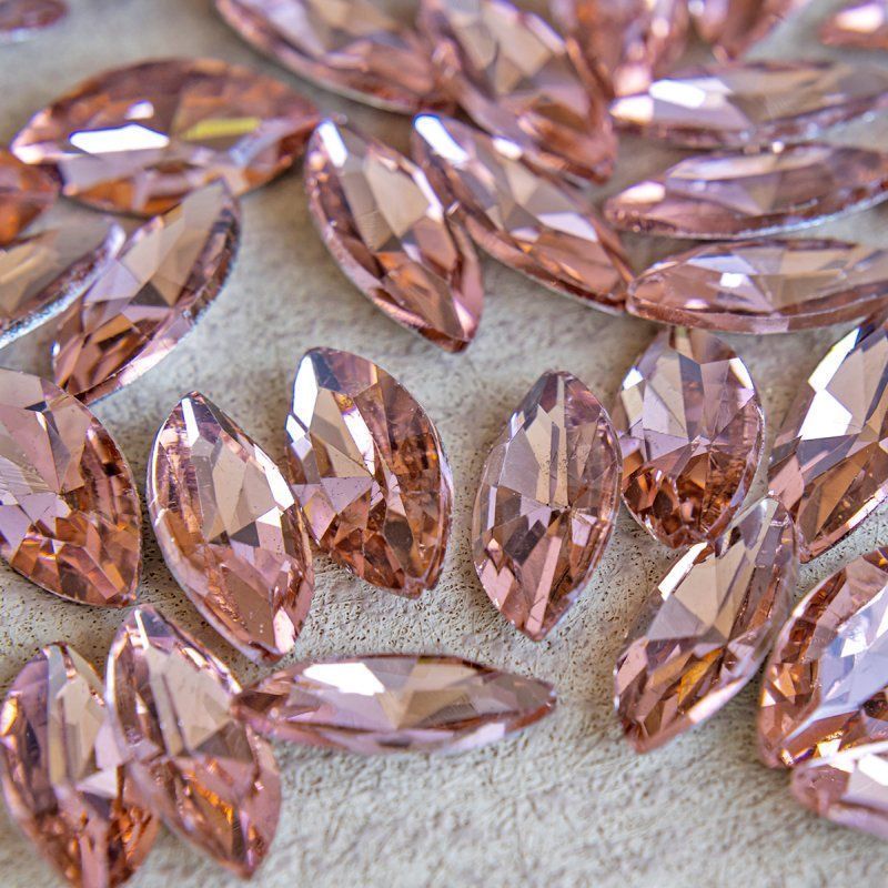 кабошон стекло кристалл, navette, цвет champagne, 18х9 мм