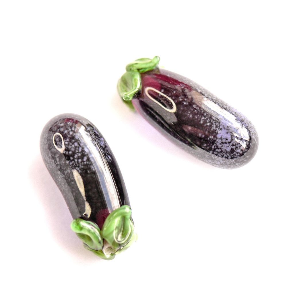 бусина, мурано "баклажан", фиолетовый, 22х9 мм