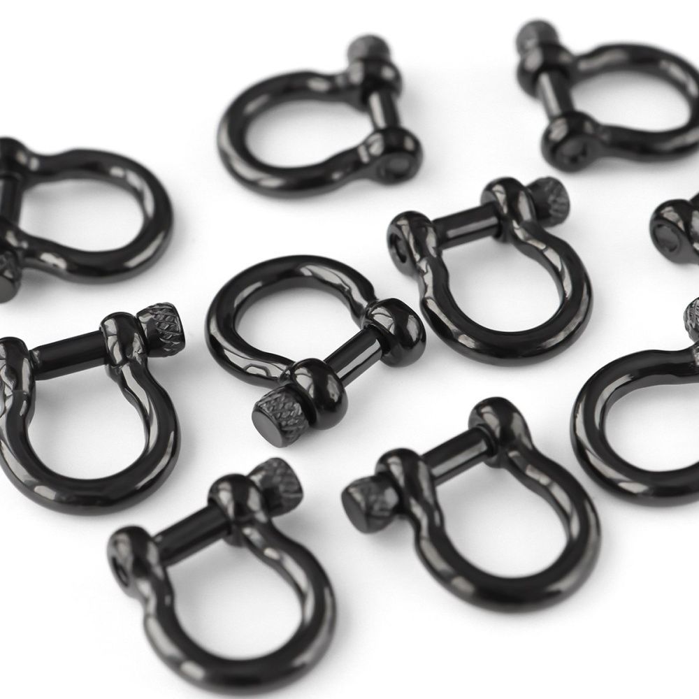 замочек-карабин "скоба", 304 stainless steel, цвет черный, 24.7x22 мм