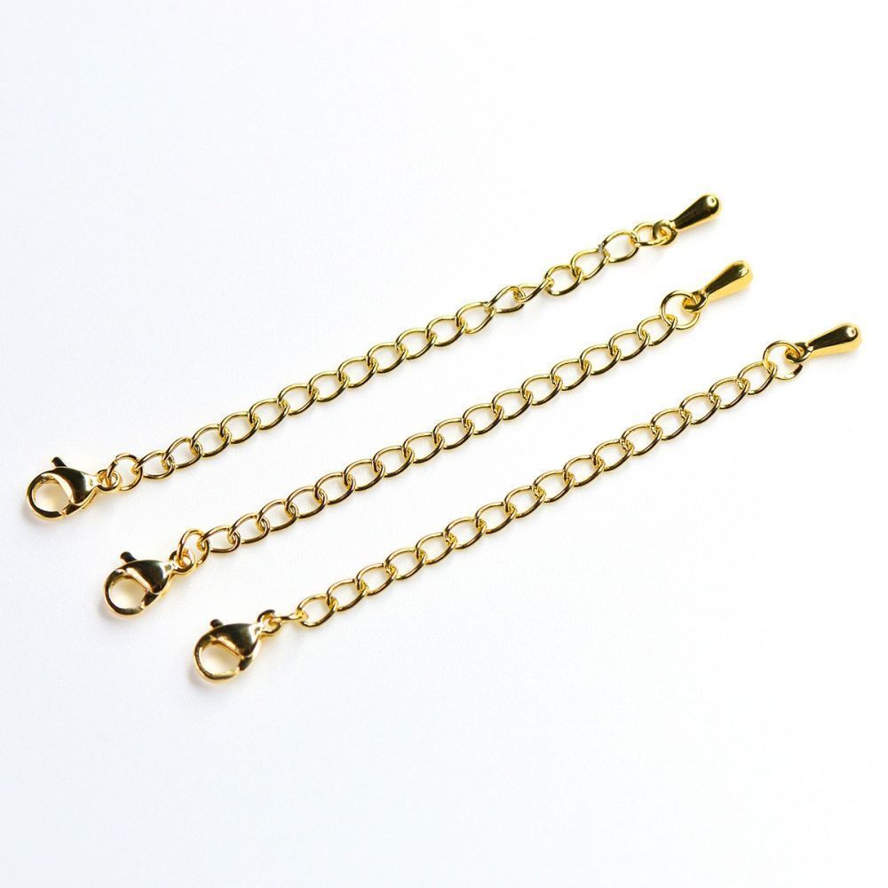 комплект замочек-лобстер+удлинитель, 304 stainless steel, цвет золото, 68 мм