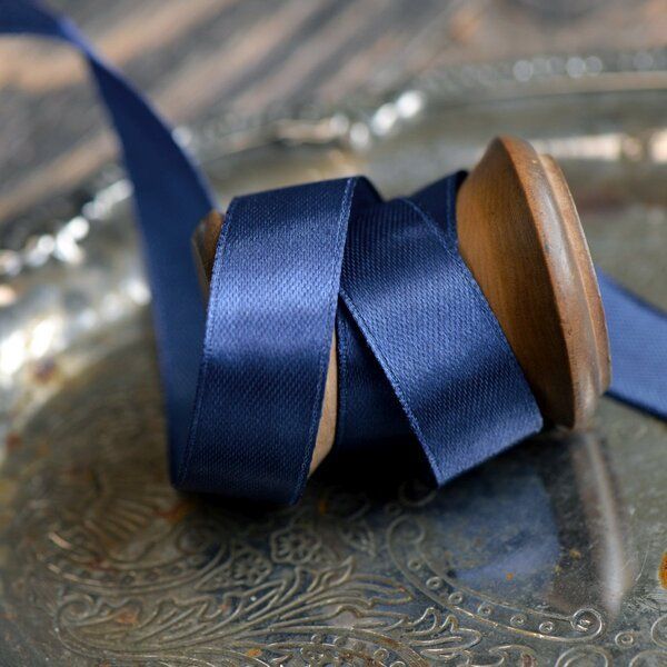 лента, атлас, цвет синий темный, ширина 15 мм ленты