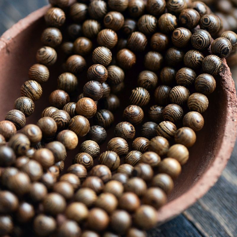 бусина дерево 8, цвет состаренное дерево, 8 мм