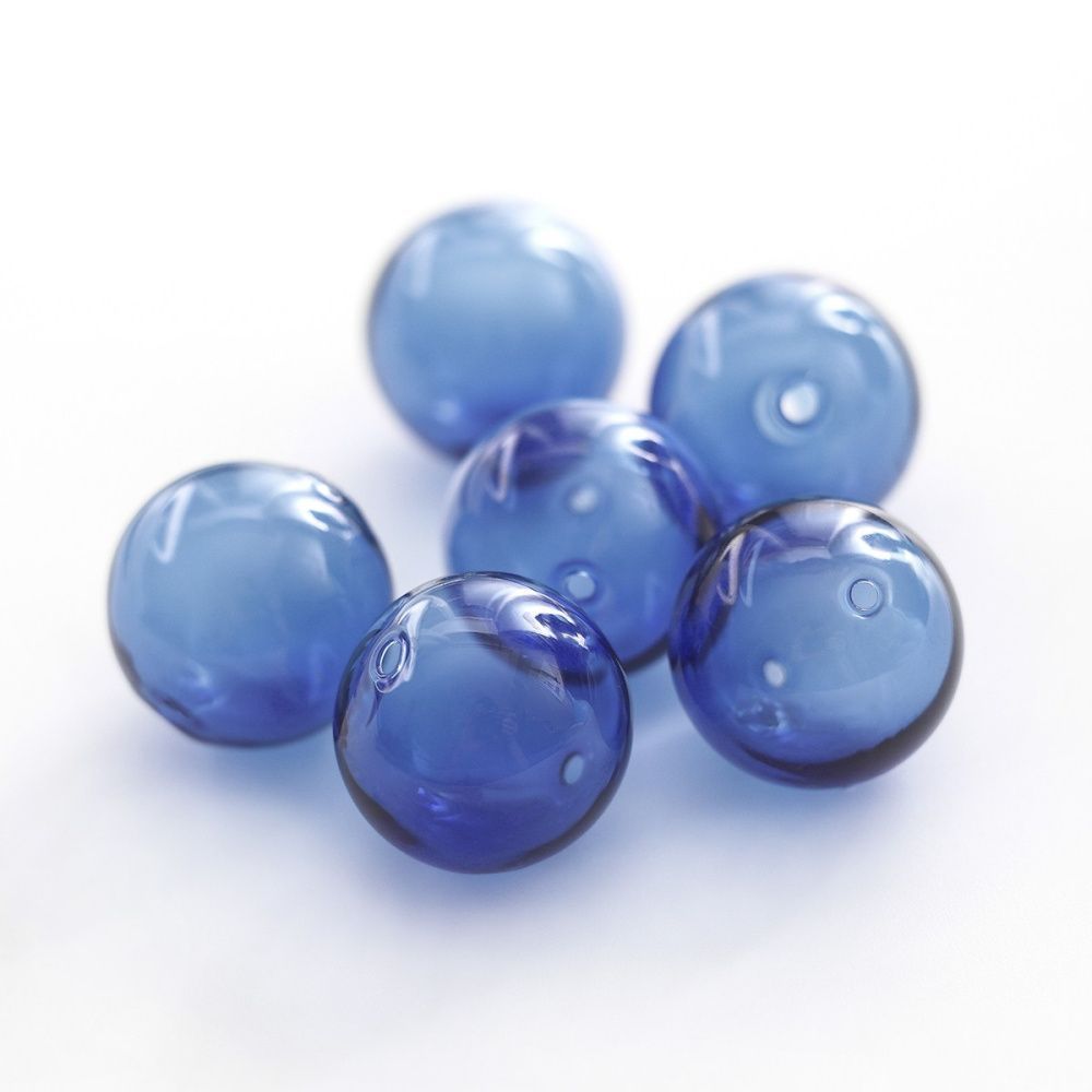 бусина, лэмпворк "шар", блеклый синий, 18х17 мм