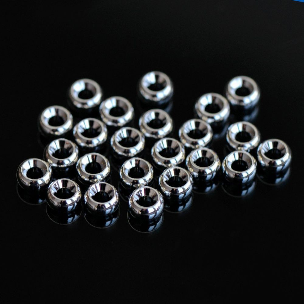 бусина-разделитель, металл "рондель", покрытие платина, 5x3 мм