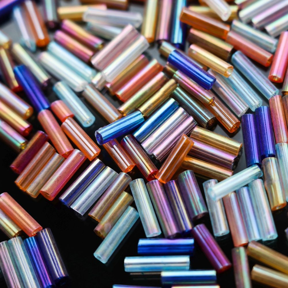 бисер "радуга", стеклярус, цветовой микс прозрачный ав (уп 7 г)