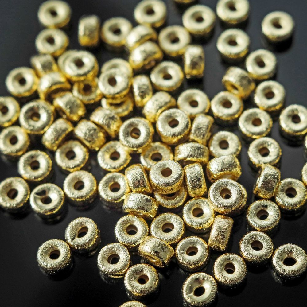 бусина, металл "текстура", позолота, 5x2.5 мм