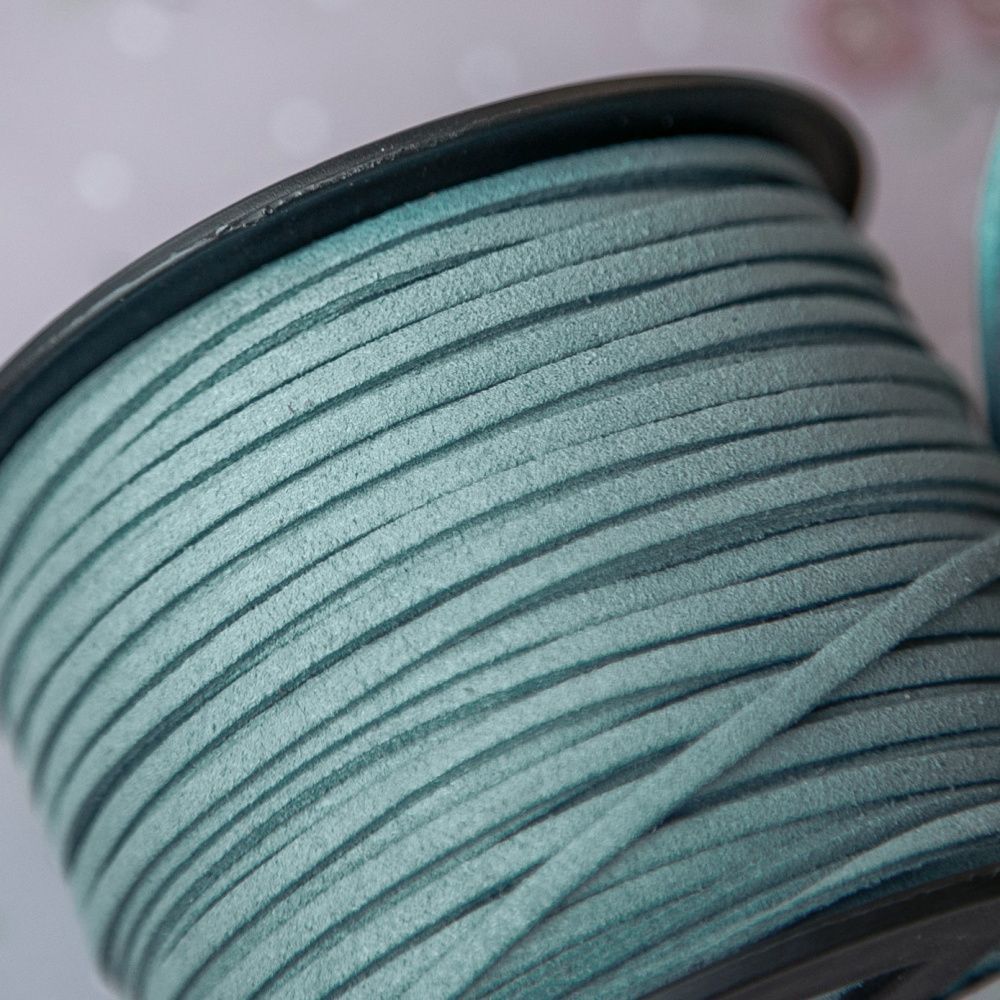 шнур из искусственной замши, зелено-голубой, 3х1.4 мм