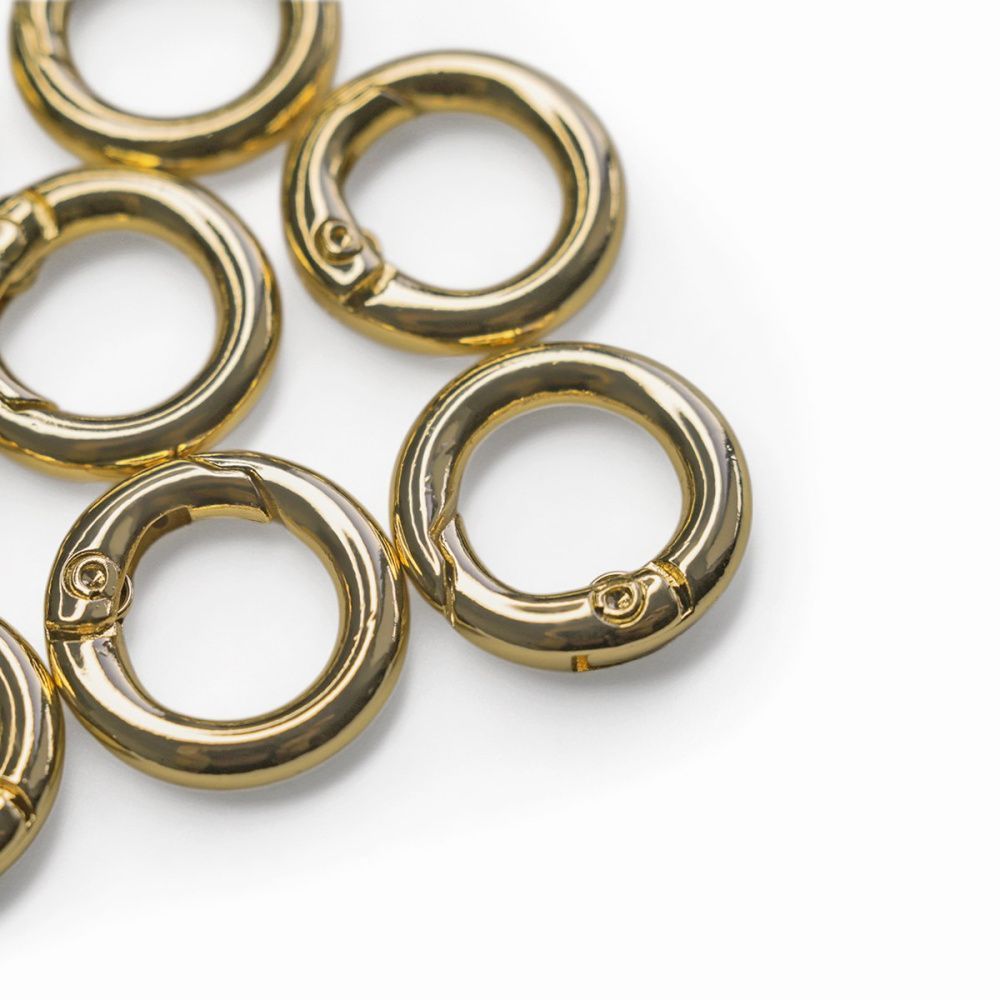 Замочки замок-кольцо для брелоков, цвет светлое золото, 17x3.5 мм
