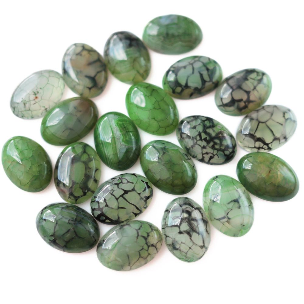 кабошон агат овальный, цвет зеленый, 25x18x6.5 мм