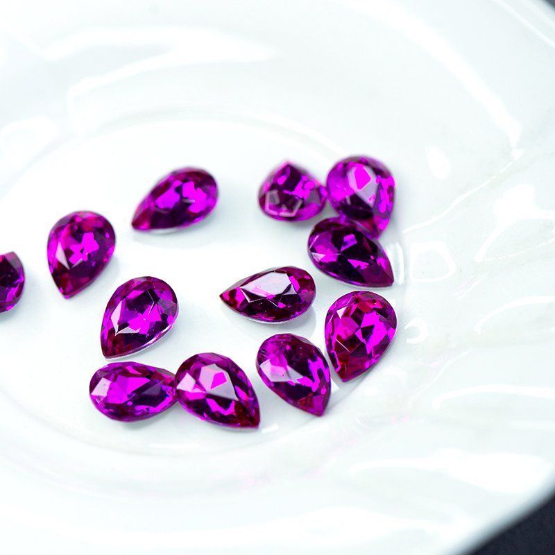 кабошон стекло кристалл, каплевидный, цвет rose, 14х10 мм