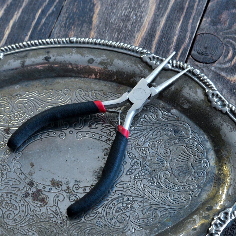 инструмент, круглогубцы (без насечки), черные ручки, 125 мм