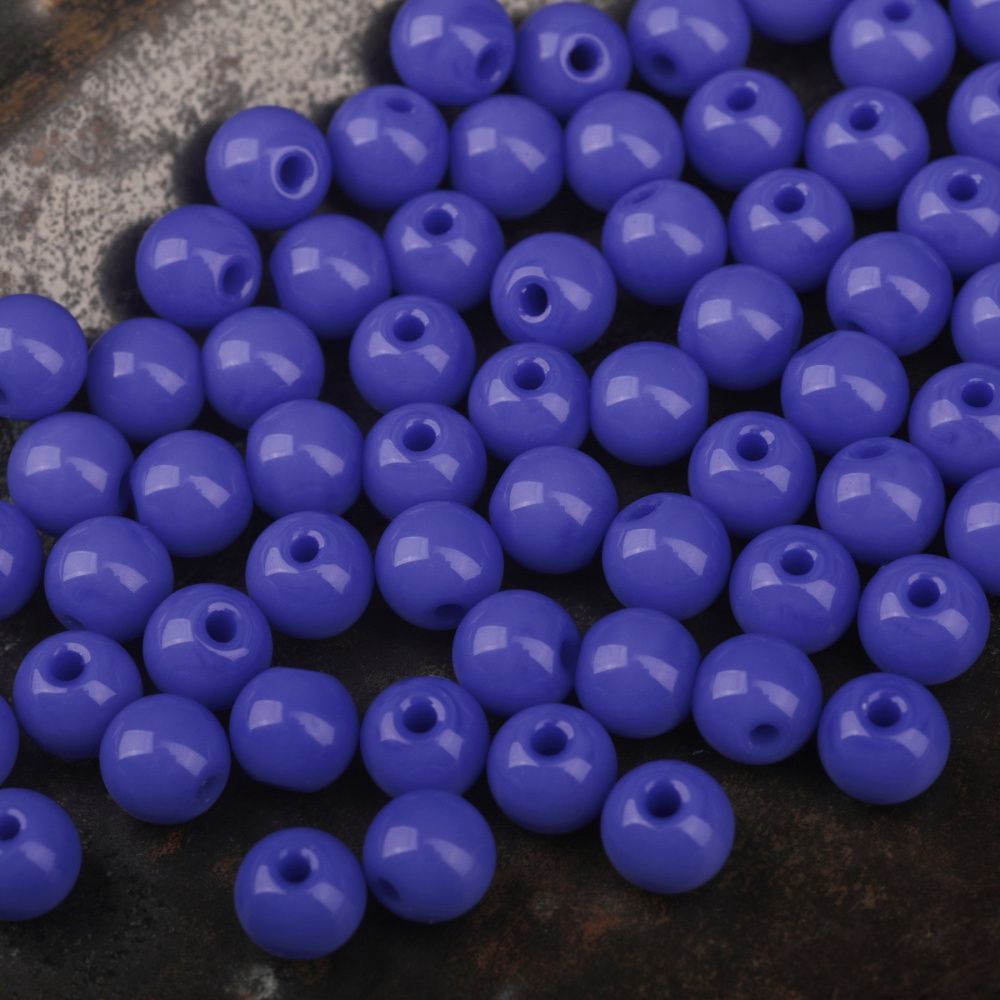 бусина, стекло 6, цвет васильковый, 6 мм