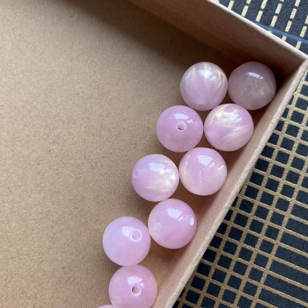 бусина, смола, имитация кошачьего глаза, цвет розовый, 12 мм