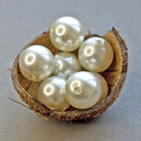 бусина, имитация жемчуга 30, акрил, цвет сливочный, 30 мм