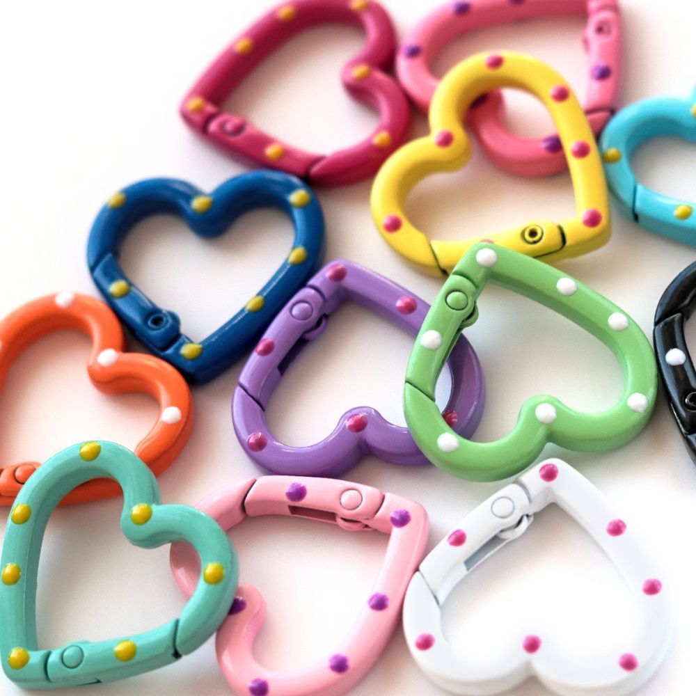 Замочки замочек-сердечко "рейнбоу", цветовой микс, 25x25.5x4 мм