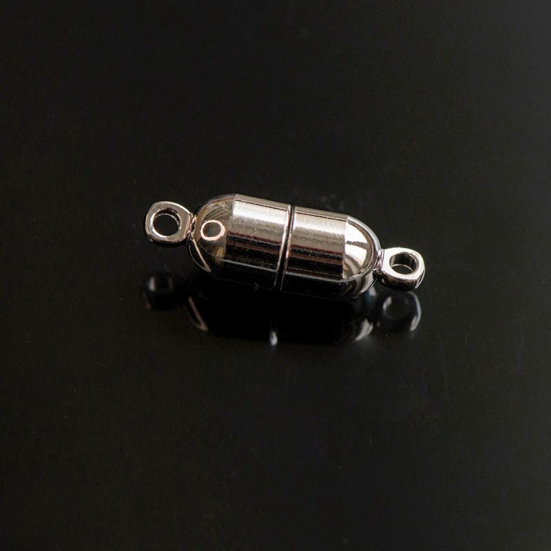 Замочки застежка магнитная "бочонок", покрытие платина, 19x6 мм