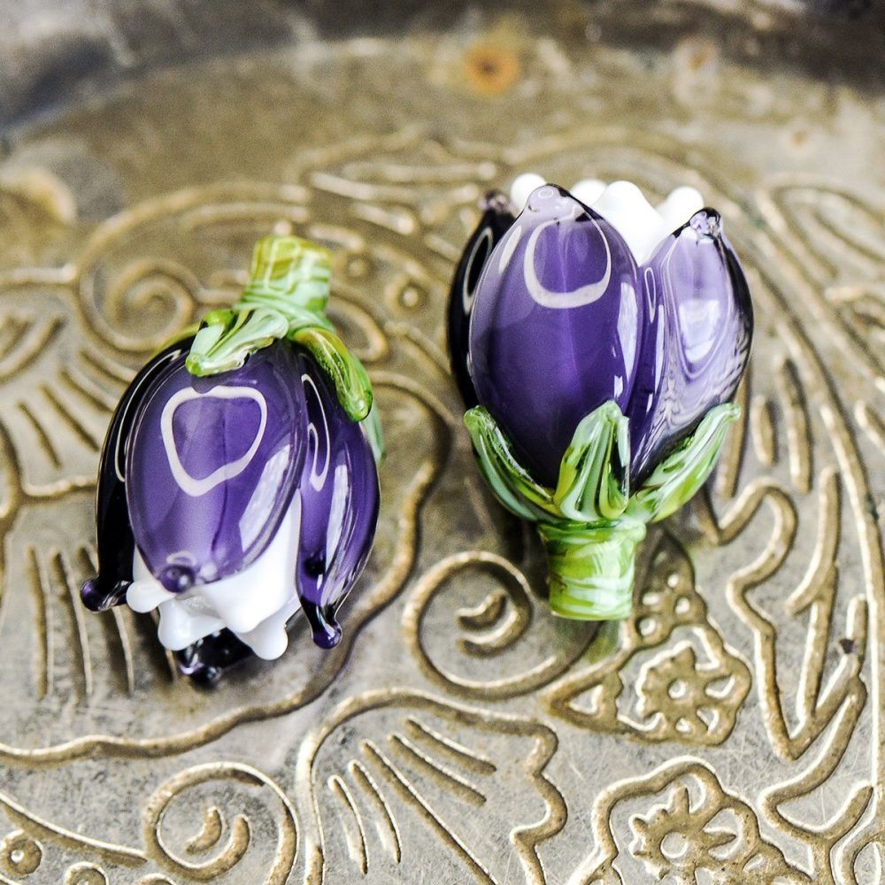 бусина, мурано "колокольчик", фигурная, фиолетовый, 17х14 мм