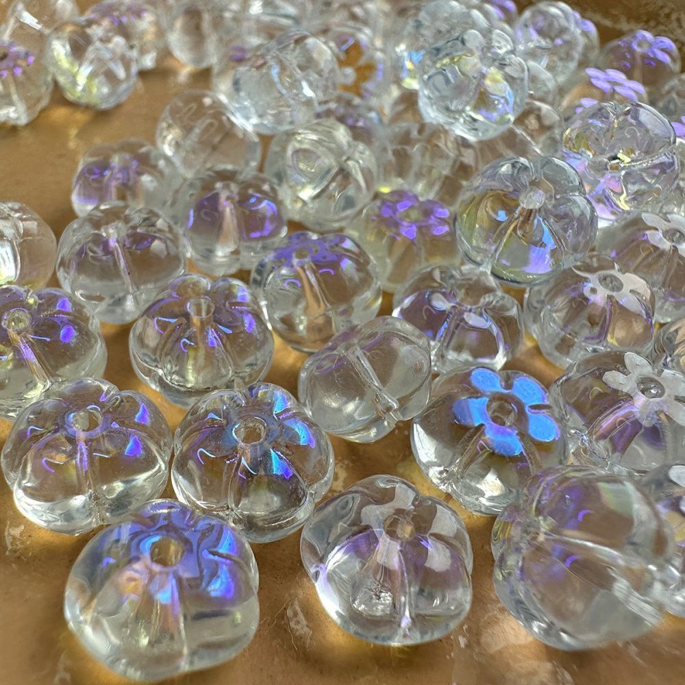 бусина "незабудка", стекло, цвет прозрачный ав, 10x10x6.5 мм