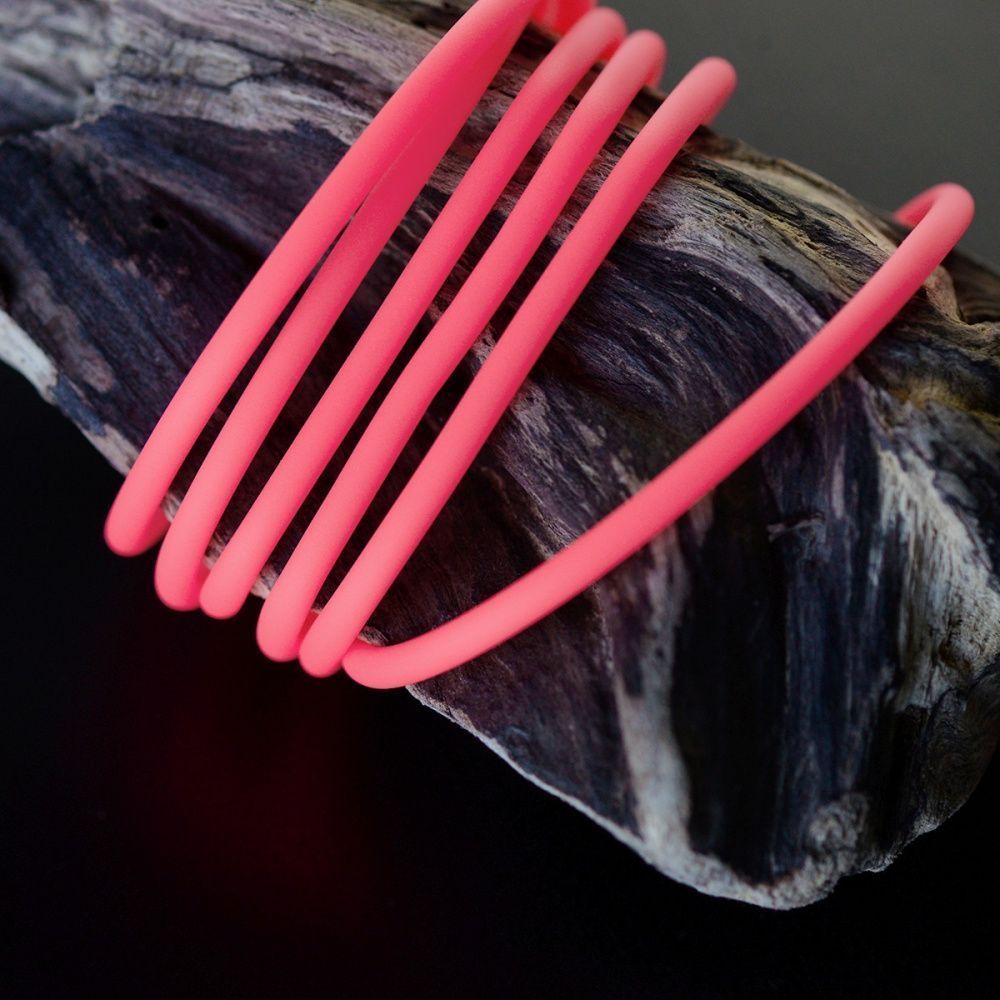 шнур резиновый, с отверстием, цвет розовый неон, 3 мм