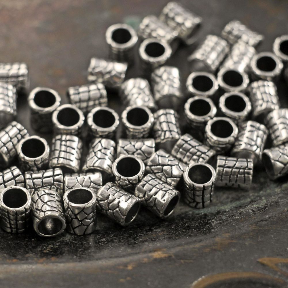 ес бусина металл "твил", цвет античное серебро, 7x6 мм