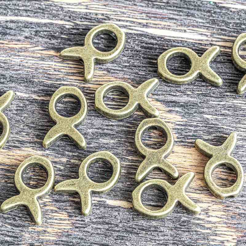 рамка для бусин "рыбка", цвет античная бронза, 13.5x9x3 мм