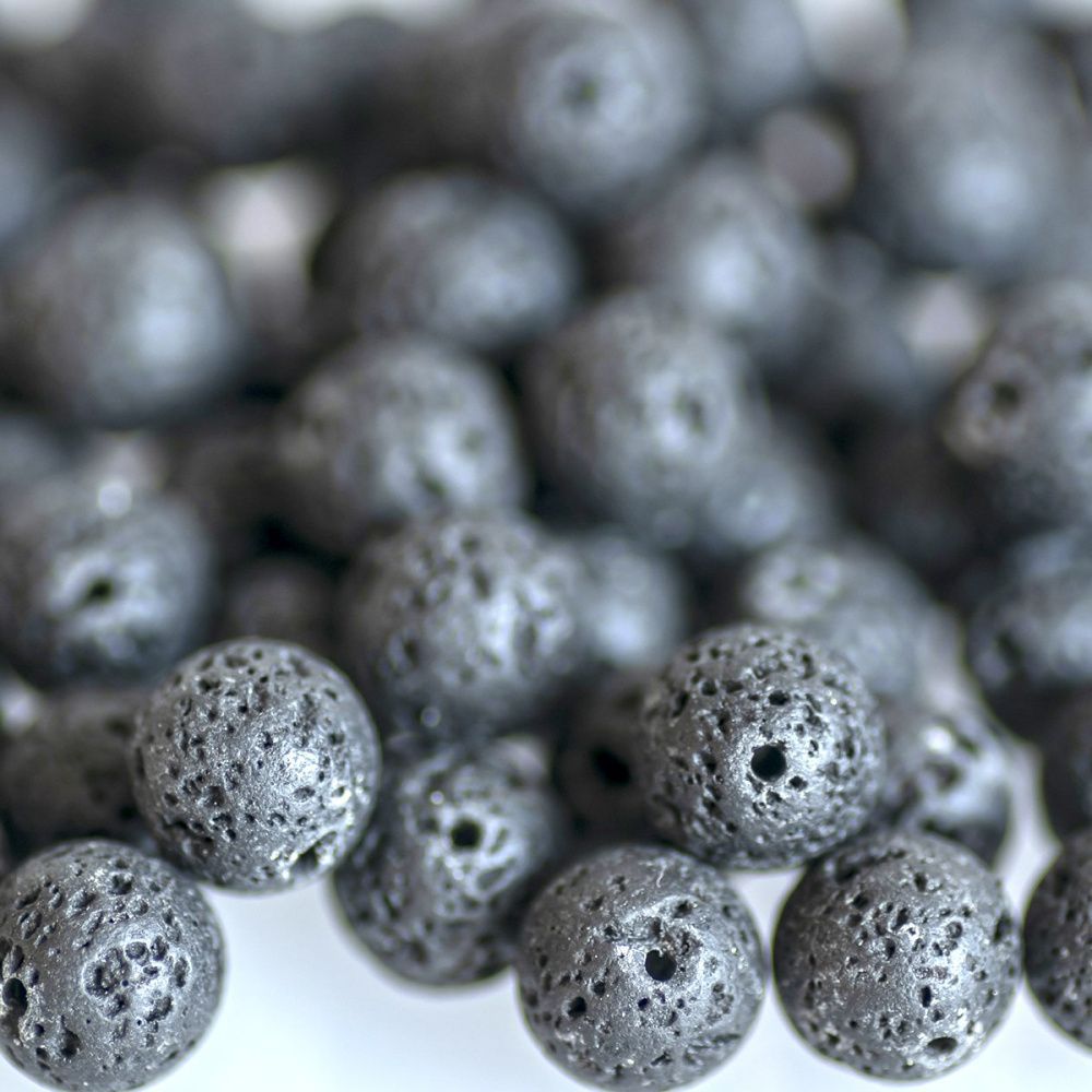 бусина лава натуральная 10, цвет черный, 10 мм