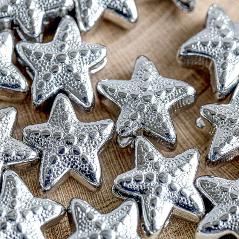 бусина, металл "морская звездочка", цвет платина, 11x10x5 мм