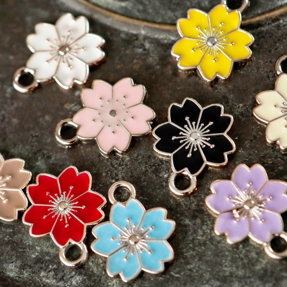 подвеска акрил "сакура", цвет золото/эмаль, 21x17.5x2 мм