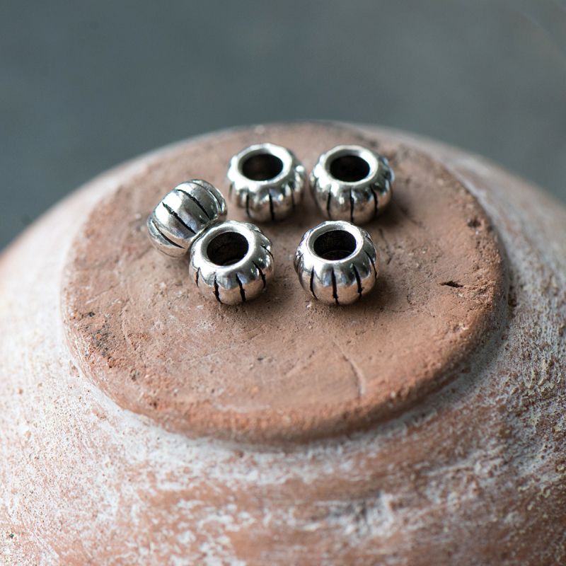 ес бусина металл "тыква", цвет античное серебро, 9x6 мм