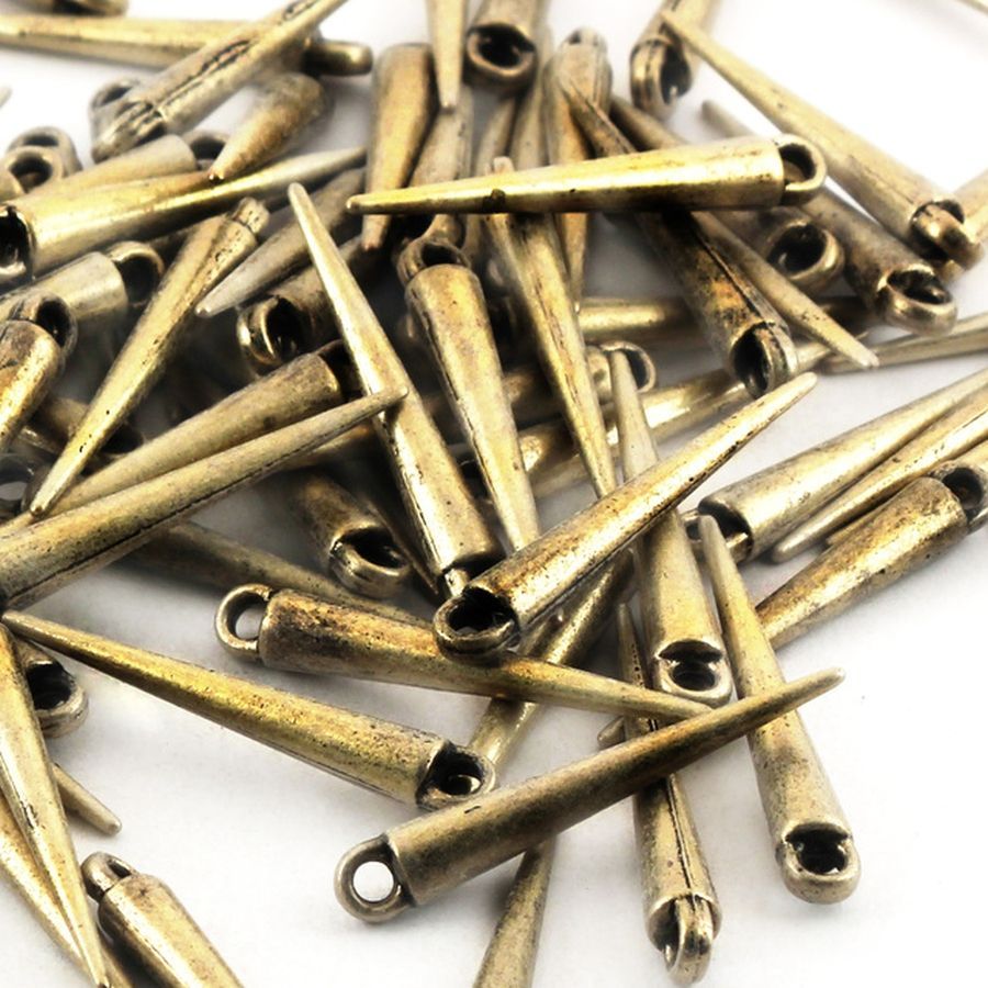 подвеска металлическая "шипы", цвет античная бронза, 35х5 мм