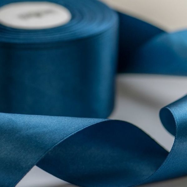 лента, атлас, цвет жемчужно-синий, ширина 50 мм ленты