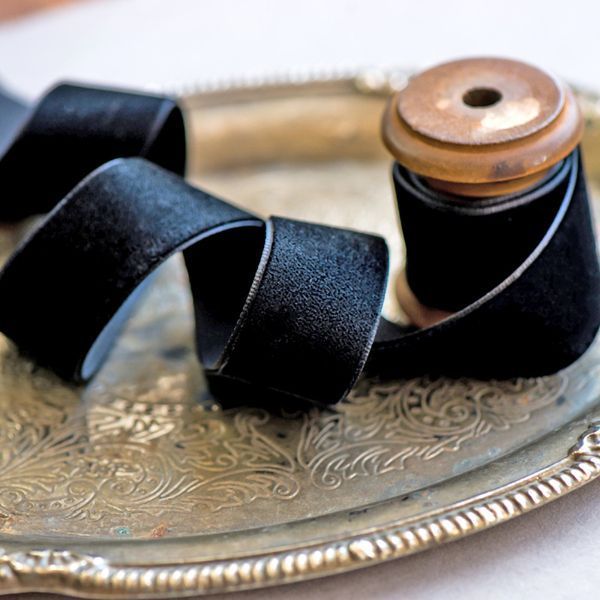 лента, бархат, цвет черный, ширина 25.4 мм ленты