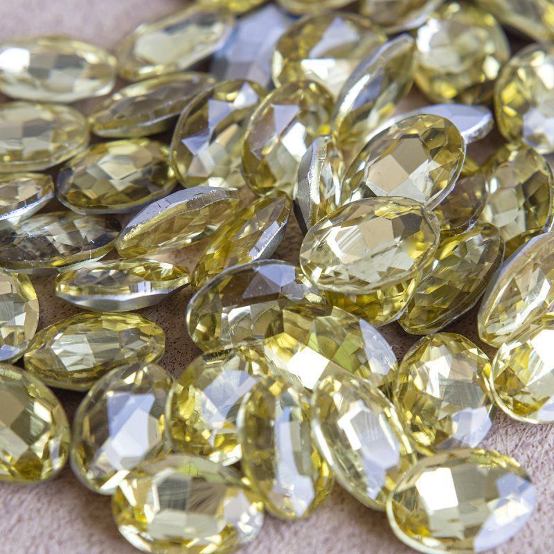 кабошон стекло кристалл, овальный, цвет jonquil, 14х10 мм