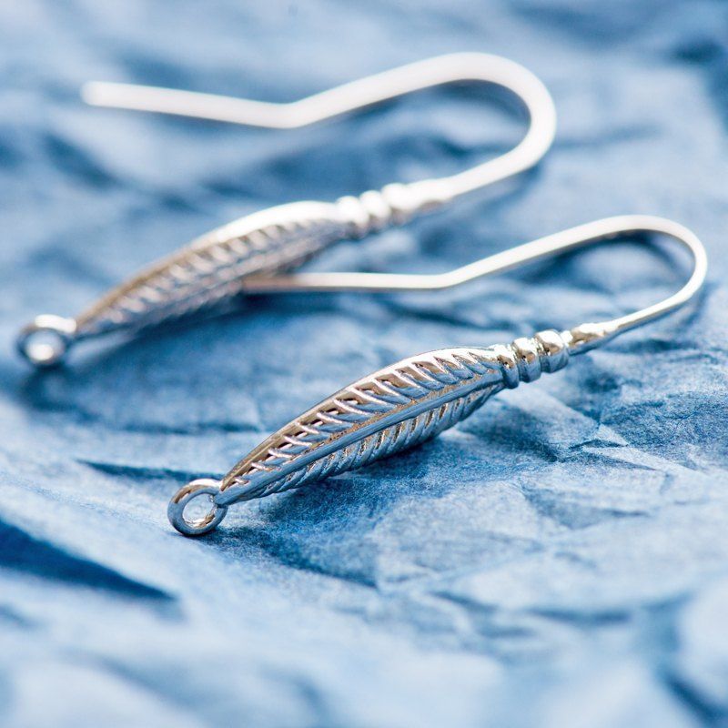 швензы "орлиное перо", покрытие платиной, 30x5 мм 