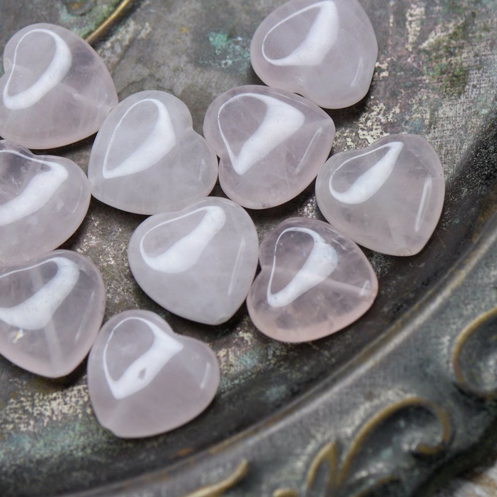 бусина кварц сердечко, цвет розовый, 19x20-20.5x7.5 мм