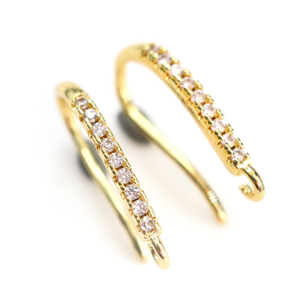 швензы "шейн", с цирконием, позолоченные, 16-17 мм 