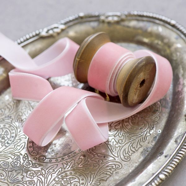 лента, бархат, цвет нежно-розовый, ширина 19 мм ленты