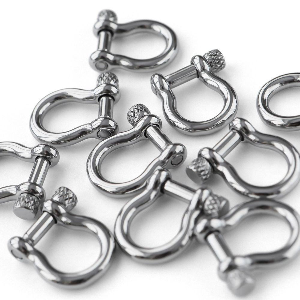 замочек-карабин "скоба", 304 stainless steel, цвет античное серебро, 24.7x22 мм